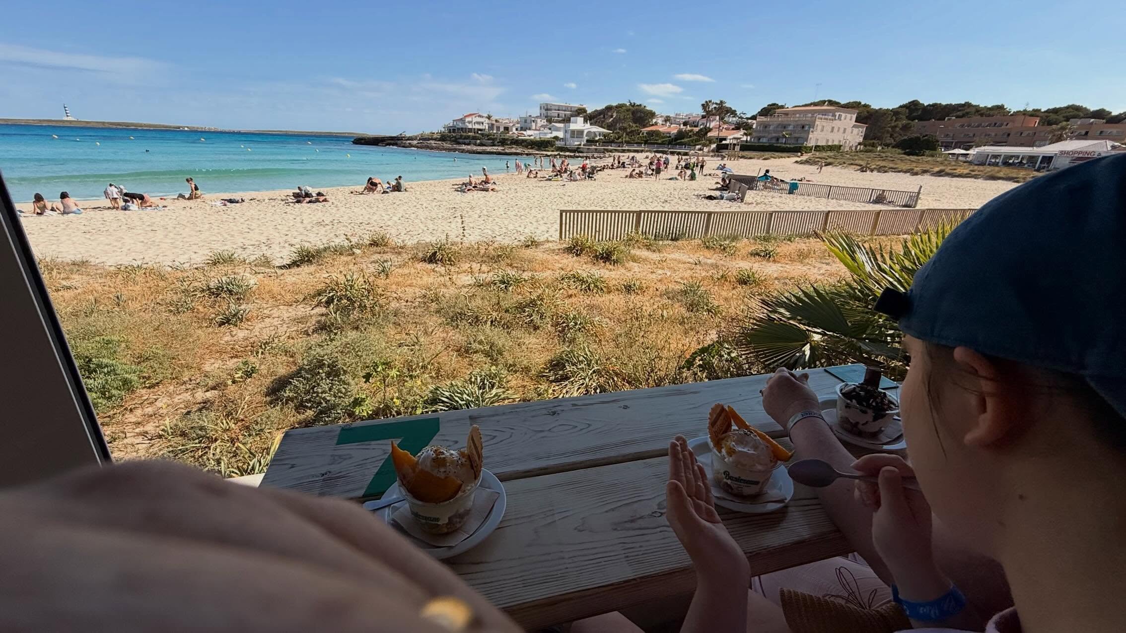 The sea view from our apartment balcony in Menorca